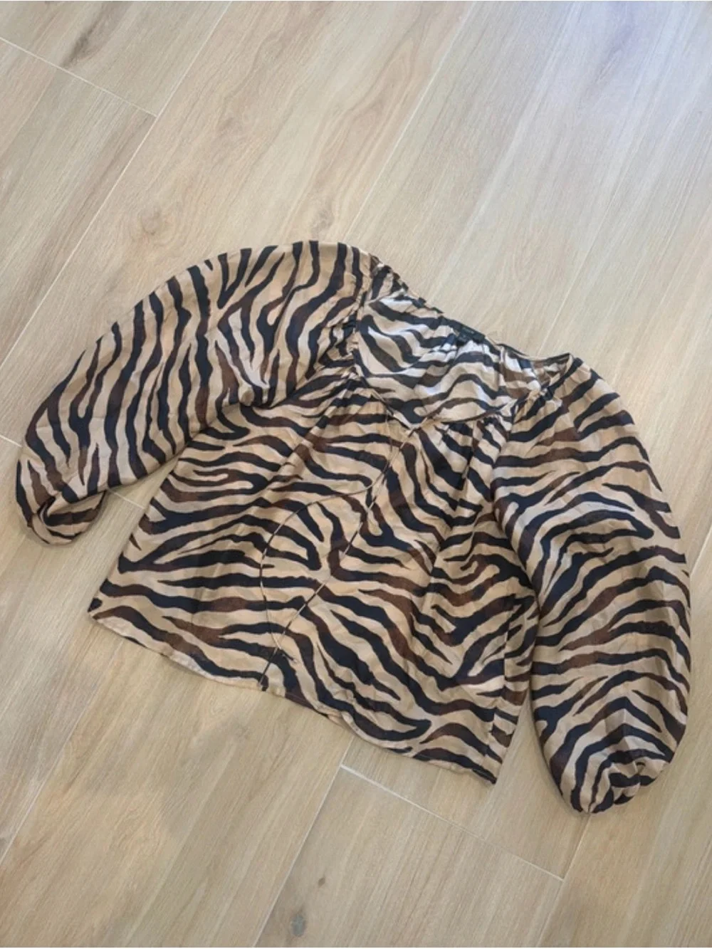 Women’s Jcrew Zebra Print Puff Sleeve Top - Tan/Black